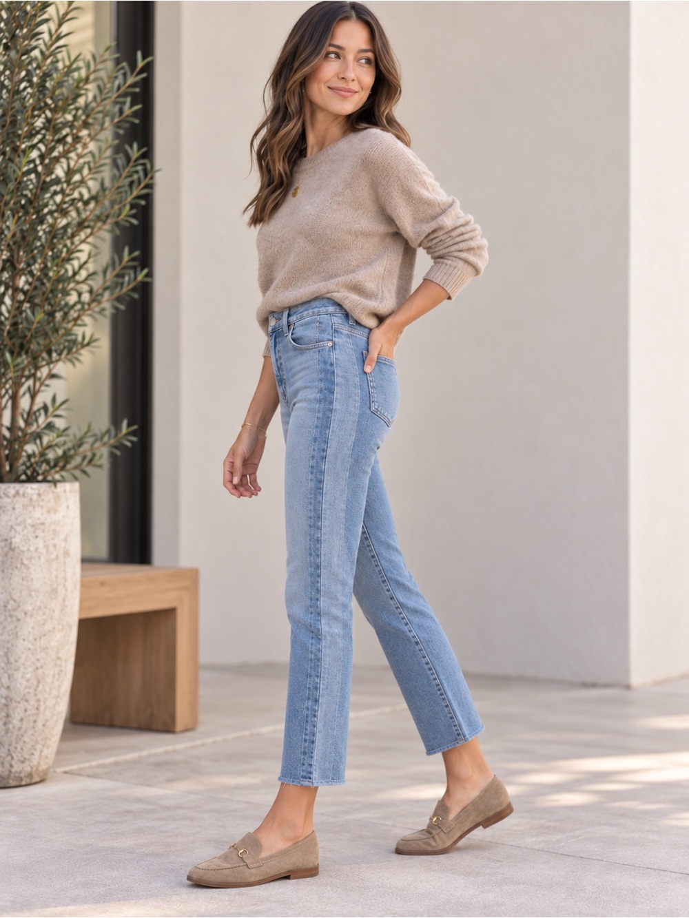 PAIGE Cindy High Rise Straight Jeans 30 Alette Light Wash Raw Hem